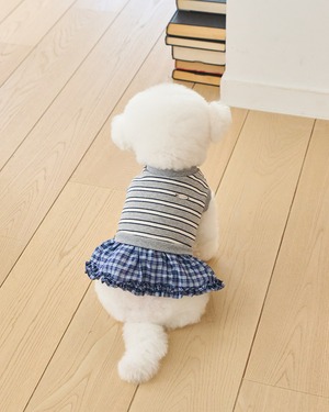 予約【eomuk】Tommy Stripe Sweat Ruffle Dress