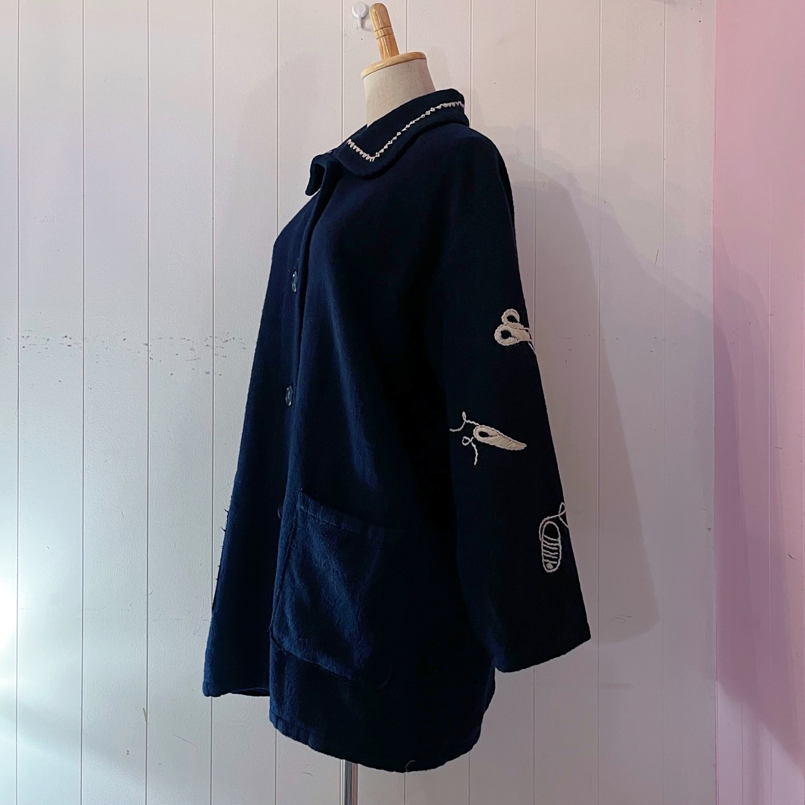 sewing kit embroidery navy coat