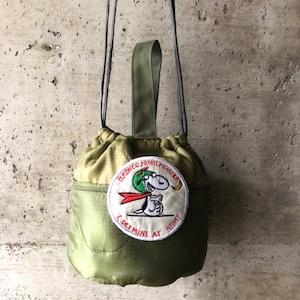 【HB1107】 60cm紐　ミリタリー USA　ライナーリメイク　ペイシェントバッグ　巾着　