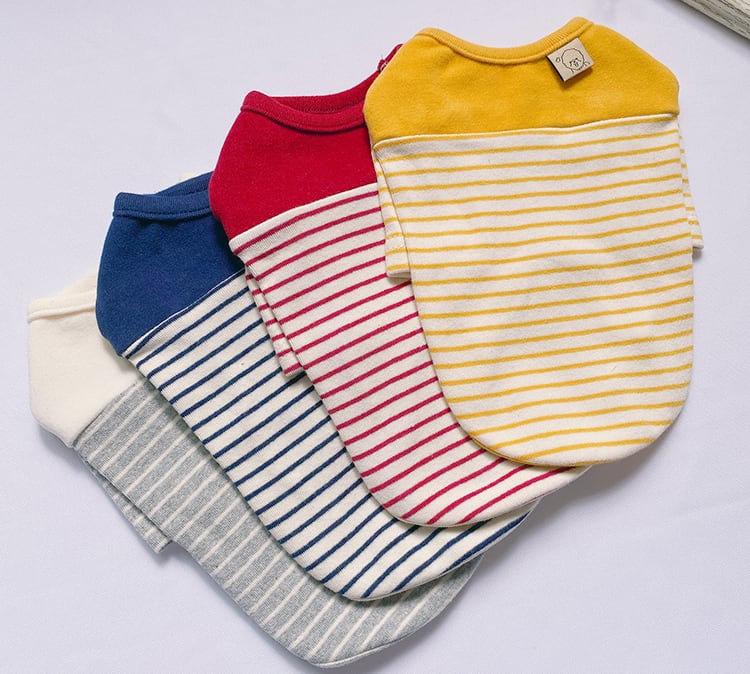 STRIPE T-SHIRT S ~ XL 4color / 犬服 トップス 新作 秋冬 シンプル ドッグウェア ストレッチ 小型犬 中型犬 ペット洋服