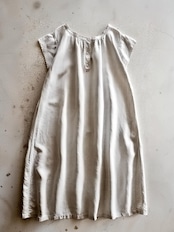 フランス 1900s リネン 貝たちの行進 とろり長いロングワンピースc アンティーク
