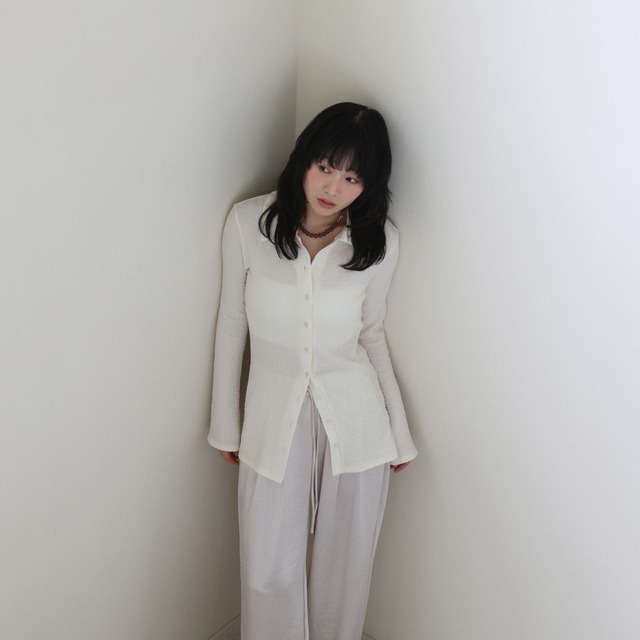 slim line polo top / ivory