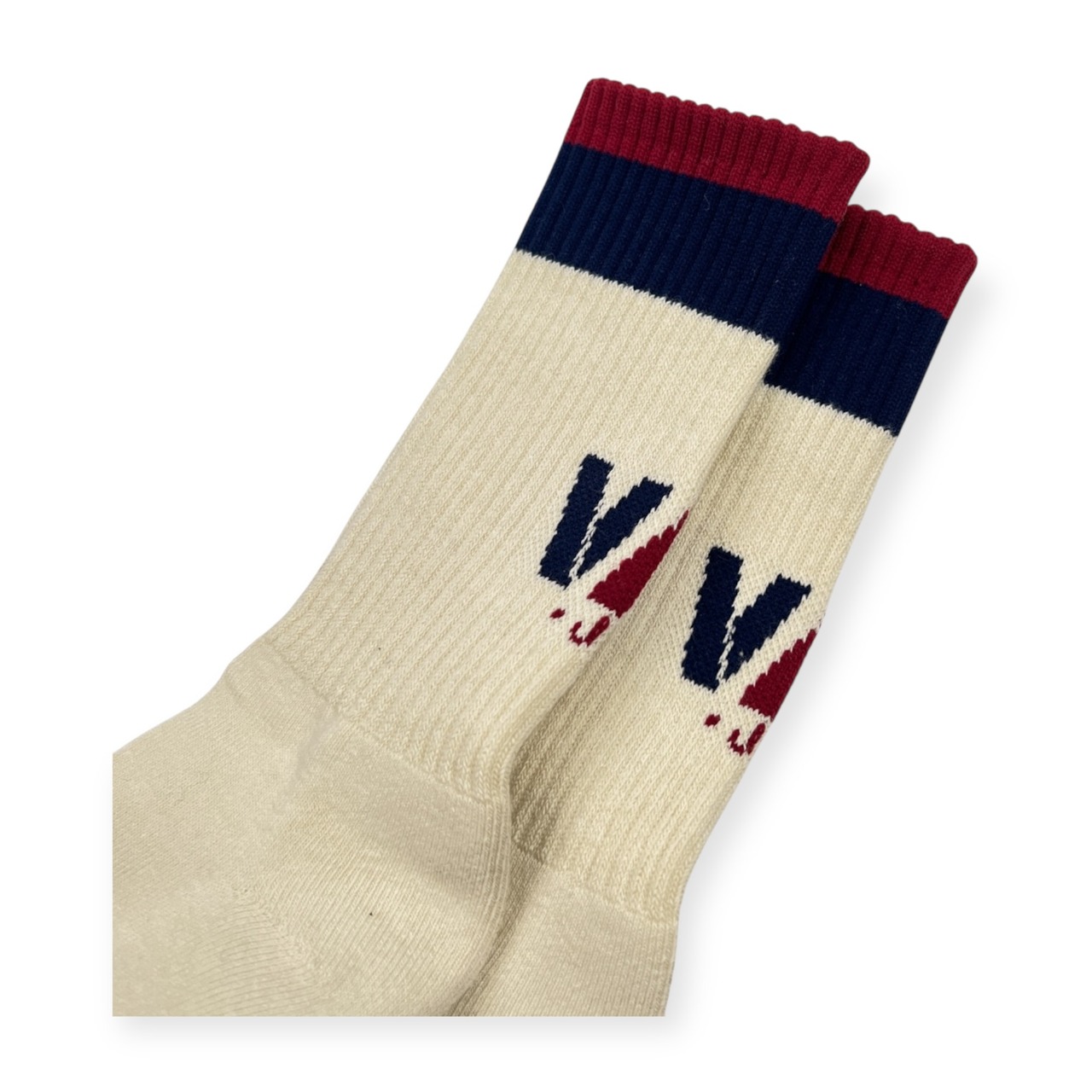 未使用品 保管品 VAN JAC ヴァンヂャケット ロゴ入り ライン ソックス 靴下 サイズ 24-26 /ホワイト×ネイビー×レッド
