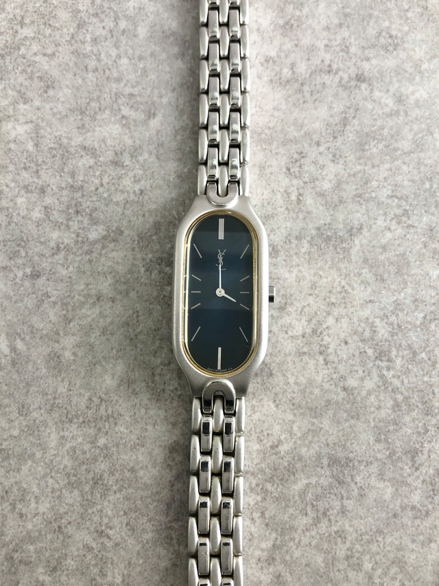 Yves Saint Laurent イヴ・サンローラン 腕時計 シルバー ブルー YSL ステンレススチール 5421-H08118 クウォーツ vintage ヴィンテージ オールド wiaeny