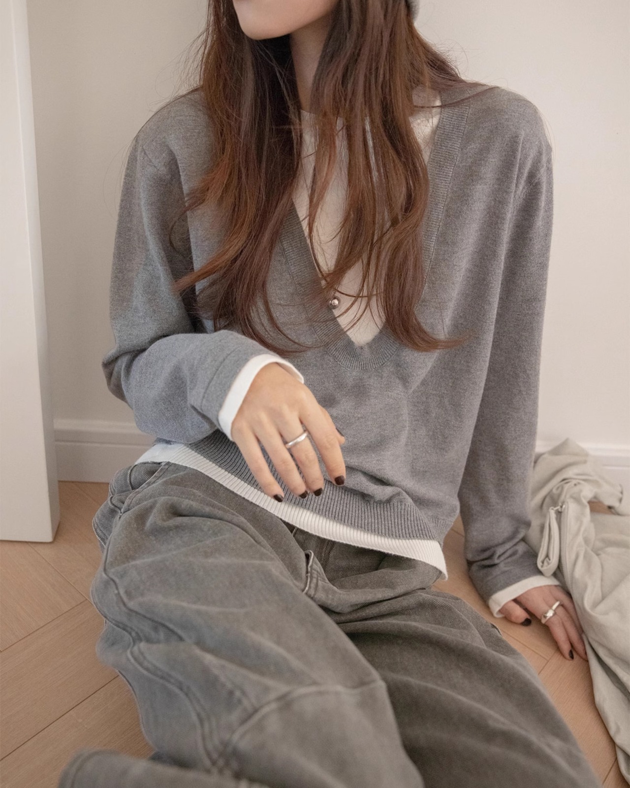 Fake layered Knit T20283