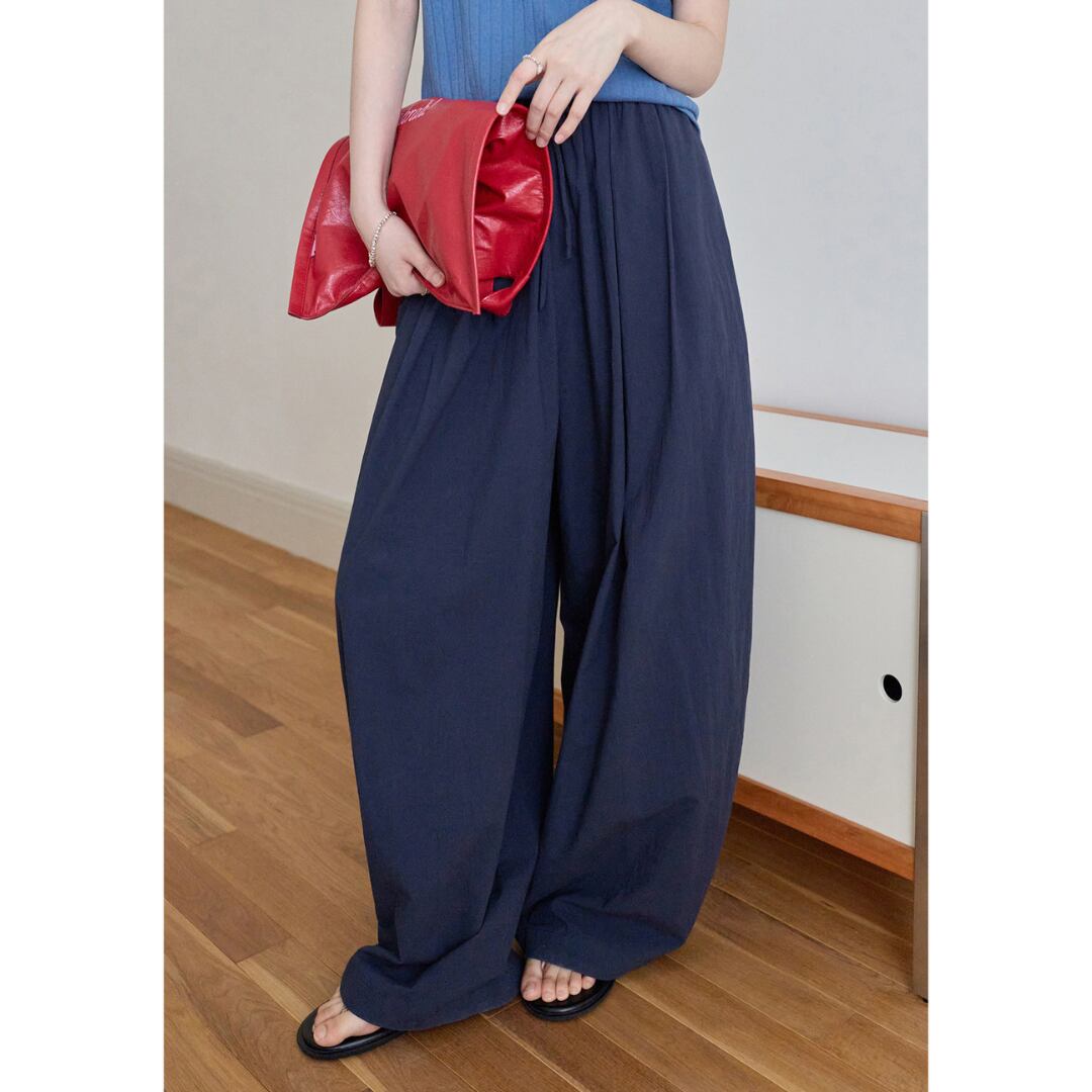 wide straight drawstring pants