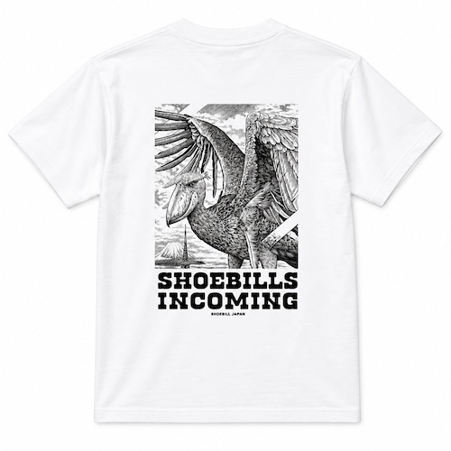 ハシビロコウ襲来Tシャツ（バックプリント）