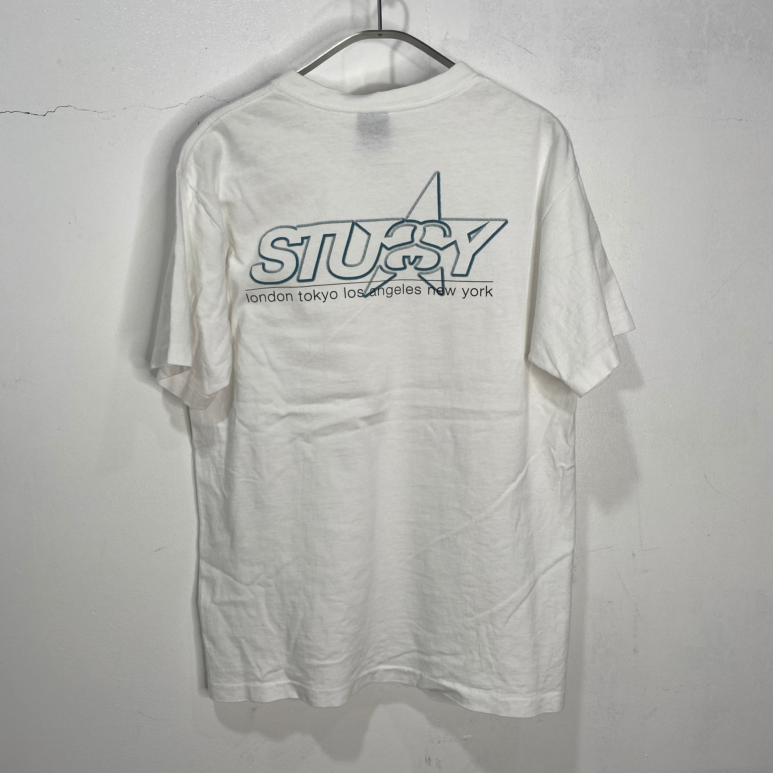 90s USA製 STUSSY 紺タグ プリントTシャツ 白 M | 古着屋 Uan