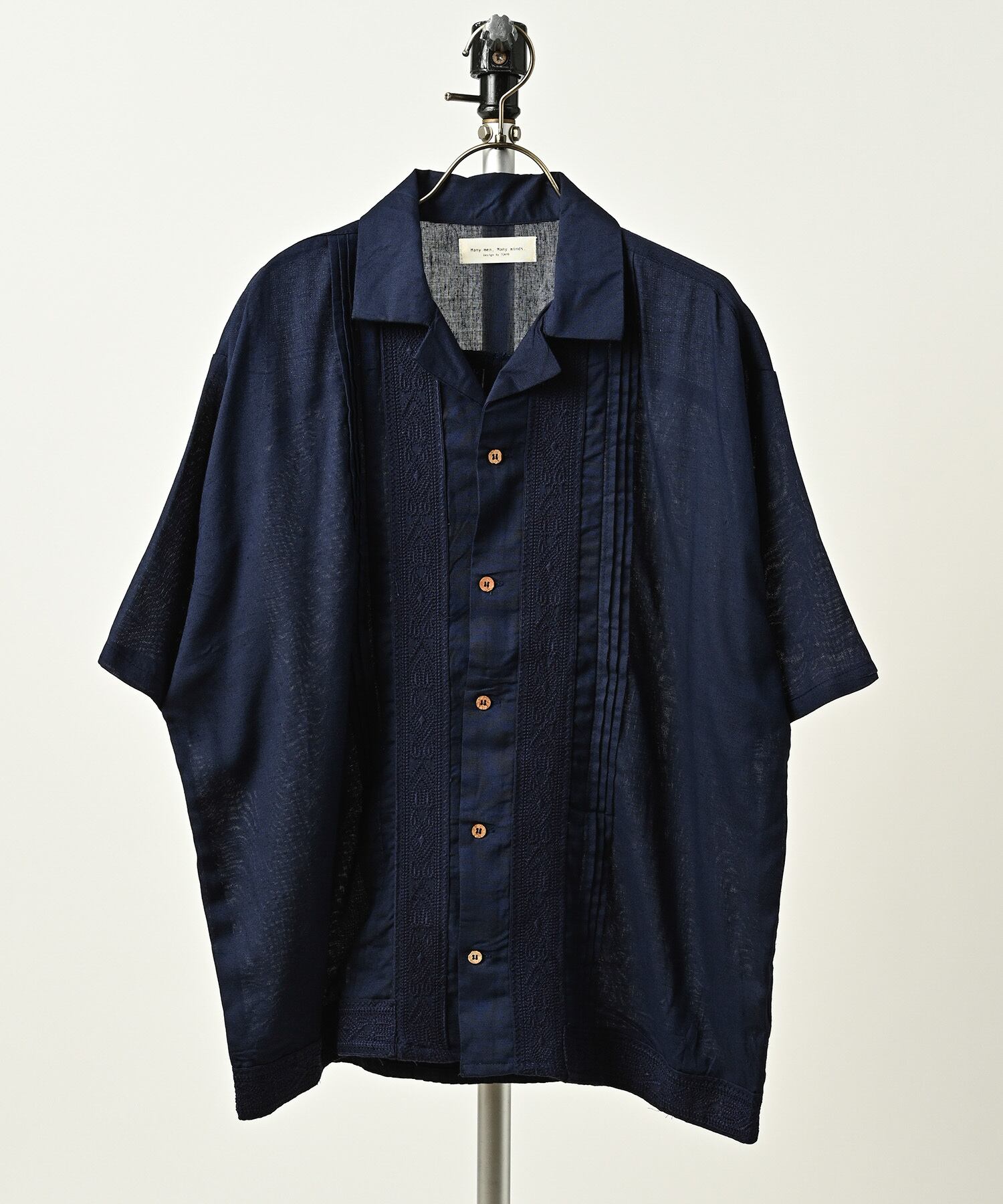 many men many mind Rayon linen short-sleeved shirt (NAV) M2615093