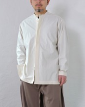 solar - Fly-front Shirt ：écru｜比翼シャツ／高密度馬布／ユニセックス／受注生産
