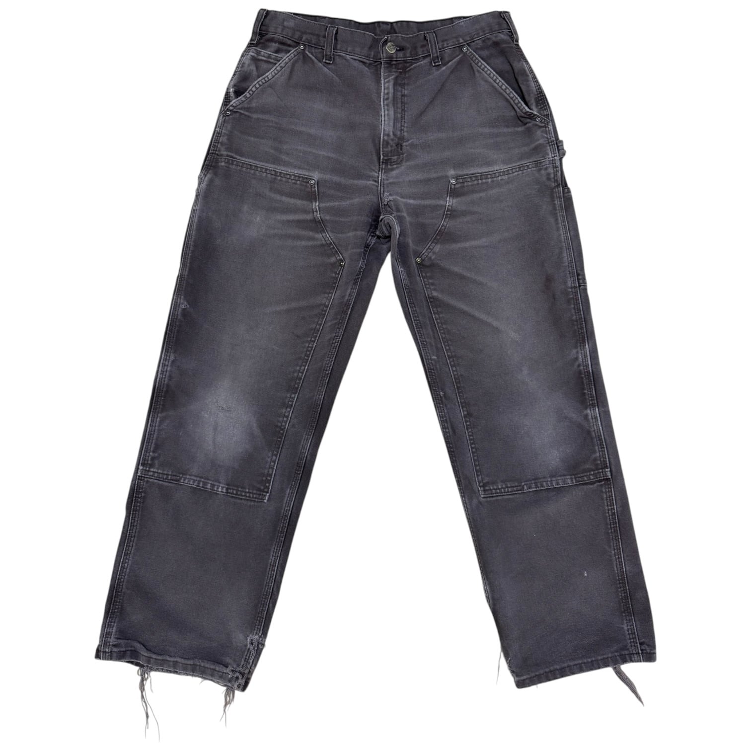 【襤褸】Carharttダブルニーパンツ　フェード W38 L34 ブラック Carhartt W38 L34 ブラック ダブルニー ダック ペインターパンツ