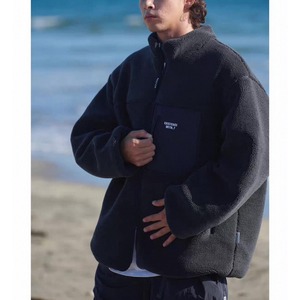 Stand collar boa zip-up jacket 1161