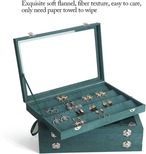 リング収納　ネックレス収納　ジュエリーボックス　アクセサリーボックス　指輪　ジュエリーケース 透明　リング　ブレスレット　ディスプレイケース　グリーン　緑　大容量　コンパクト　蓋付き　ガラス　ロック付き　高級感　3種類　ギフト
