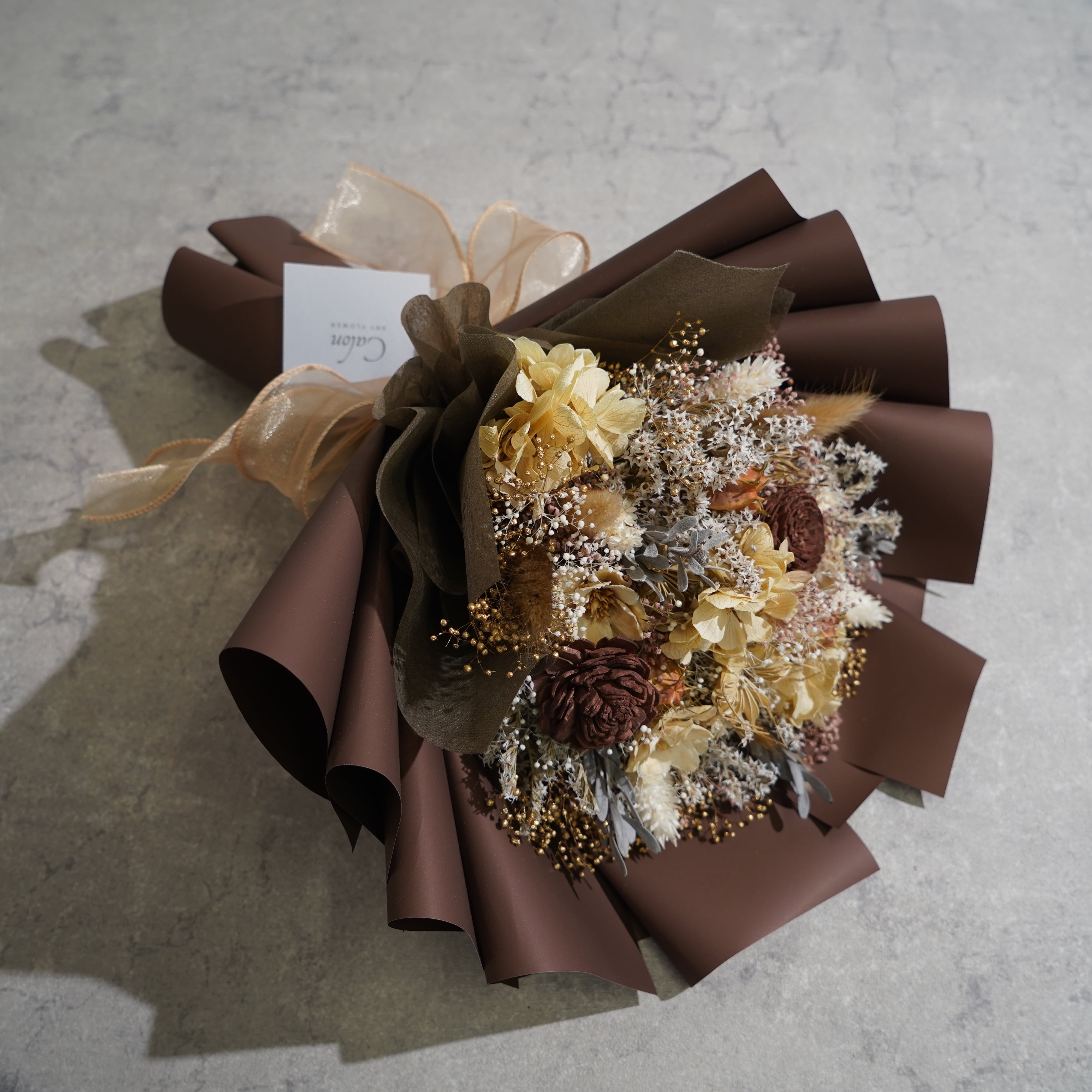 ドライフラワーの花束 Mサイズ ブラウン M-422≪限定1点≫