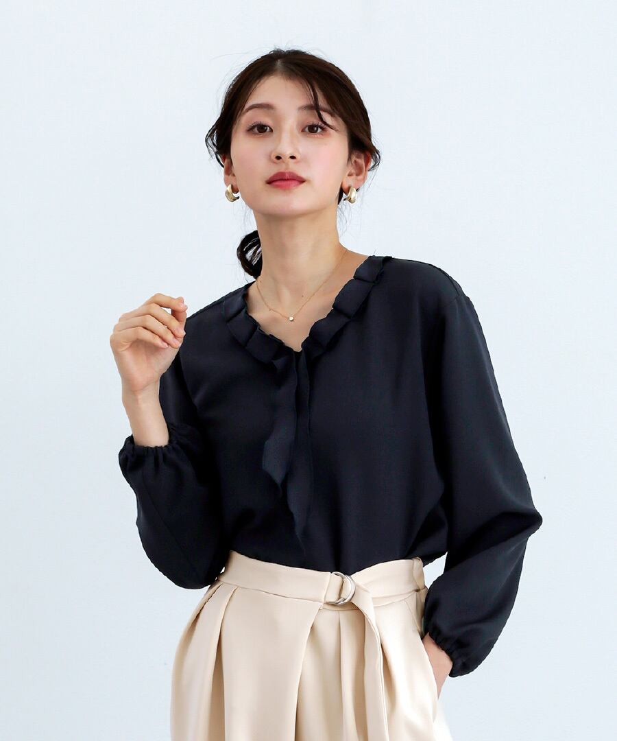 SALE 30％OFF】【 ディテールで魅せる 】 ダブルクロス・タックフリル