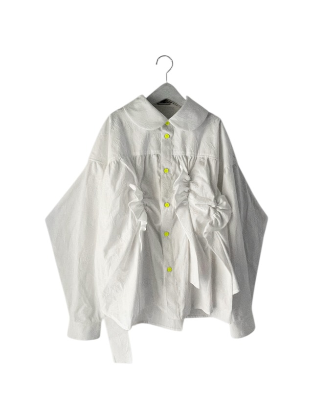 FULLY EMBROIDERED FRILL SHIRT col.WHITE / F2