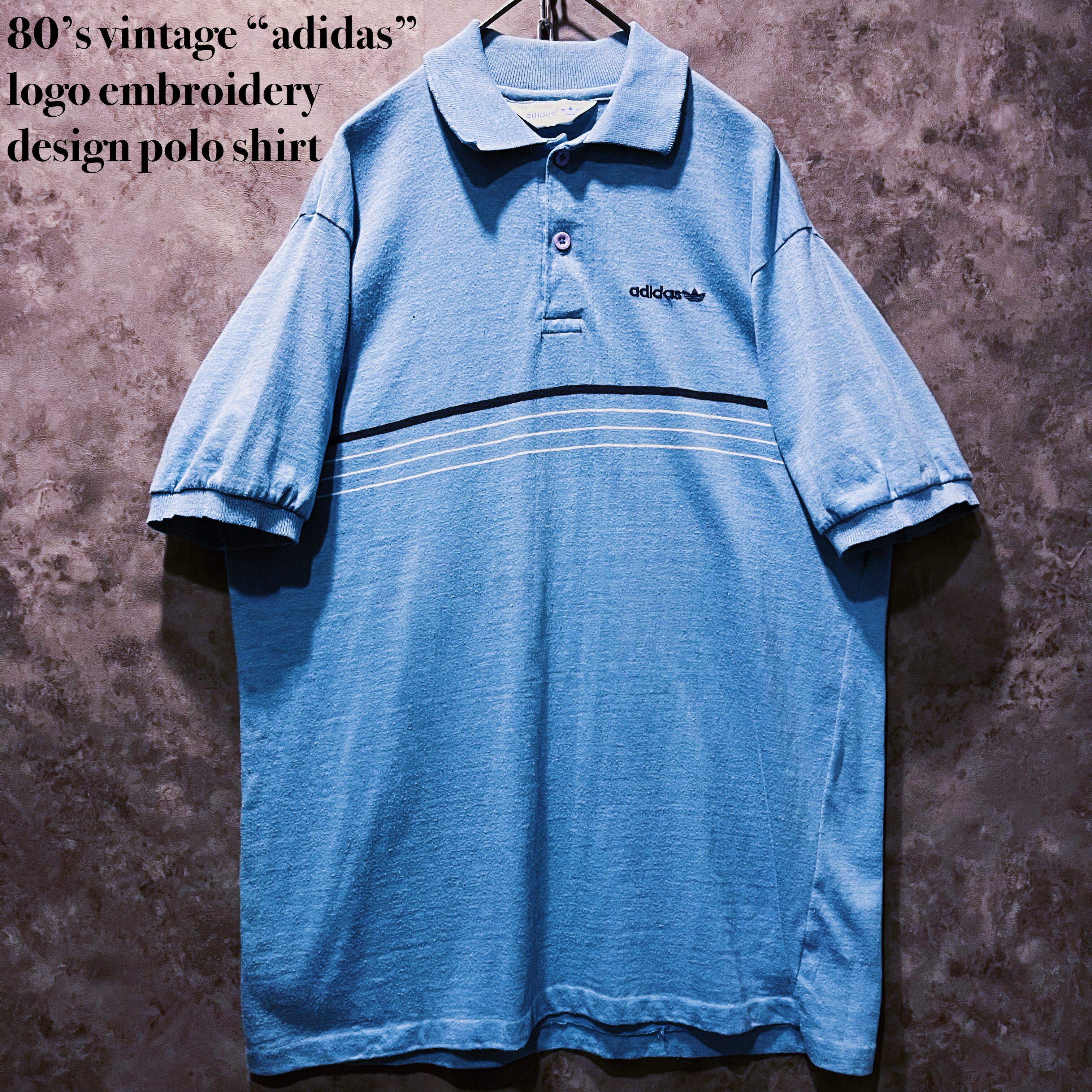 【doppio】80’s vintage “adidas” logo embroidery design polo shirt