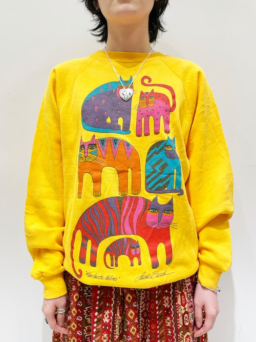 Vintage Laurel Burch Cats Sweat Shirt Made In USA