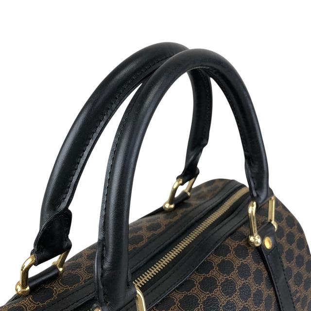 CELINE セリーヌ マカダム ハンドバッグ ブラック ブラゾン型押し PVC 2way ミニボストンバッグ vintage ヴィンテージ オールド anvhd8