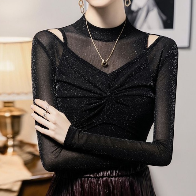 モノトーン シンプル ラメデザイン トップス ds454