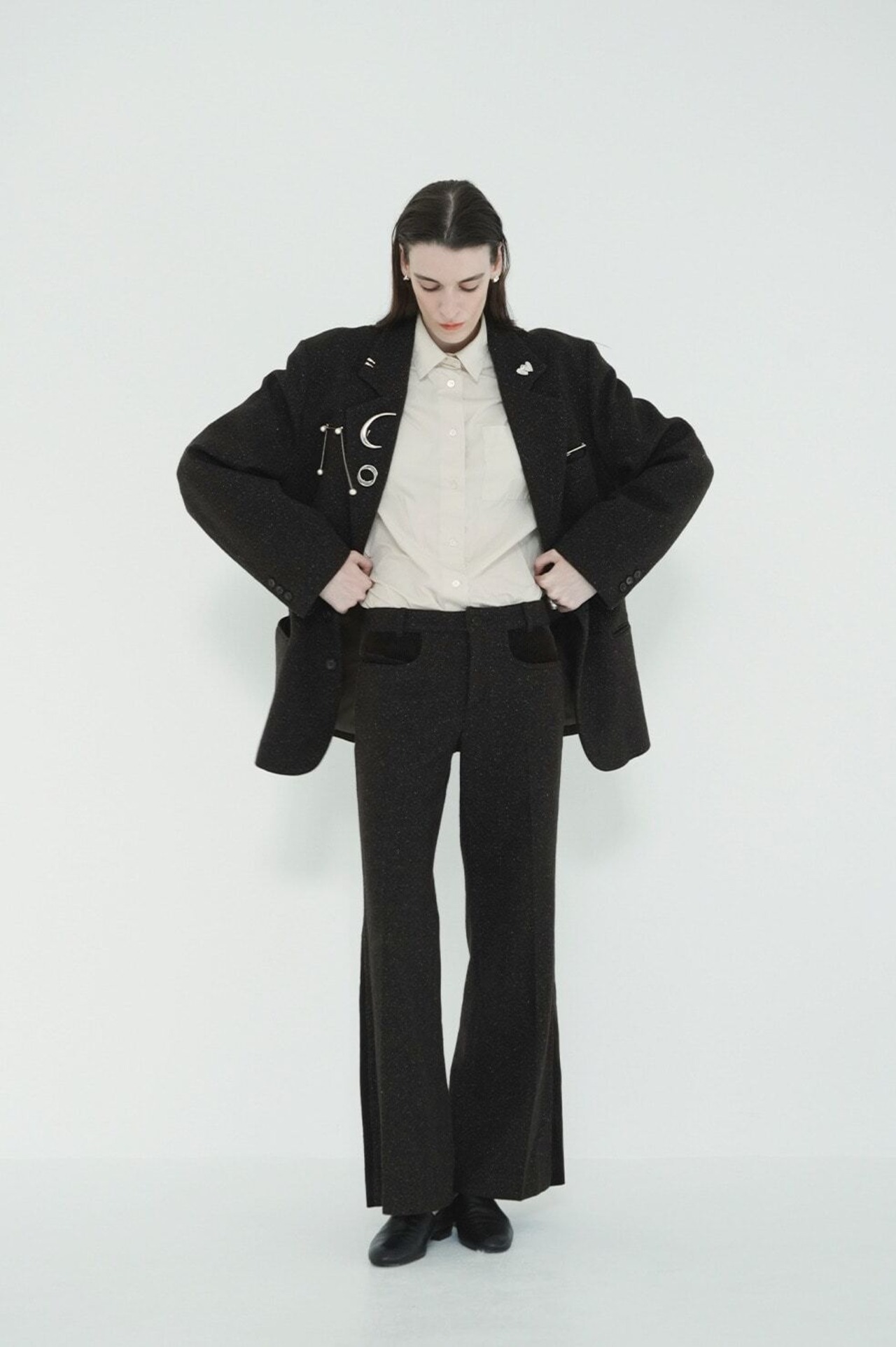 CLANE CORDUROY PANEL MELANGE PANTS