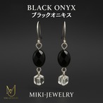 強さと気品を纏う漆黒の守護石|MIKI-JEWERLRY ブラックオニキスピアス|Black Onyx Earrings