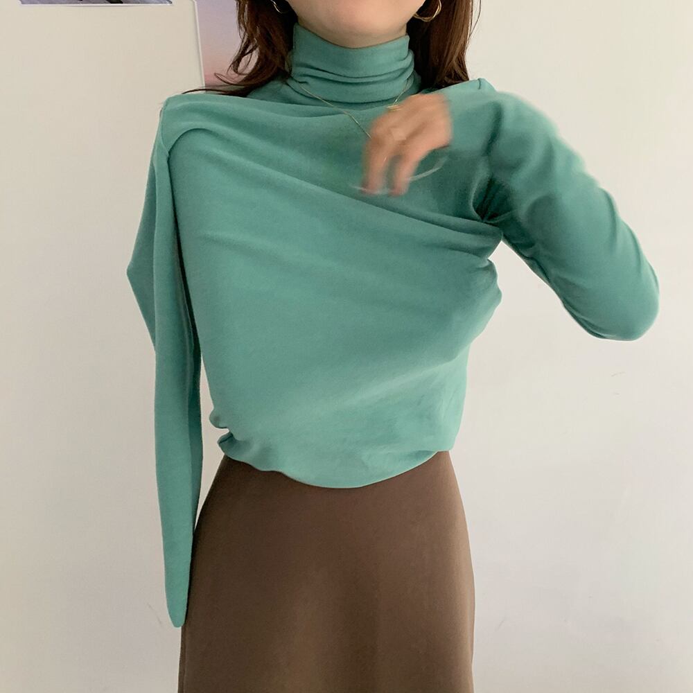 カラーシャツ 長袖スリーブTシャツ トップス レディース ロング ビッグFスモールZ韓国3630427357