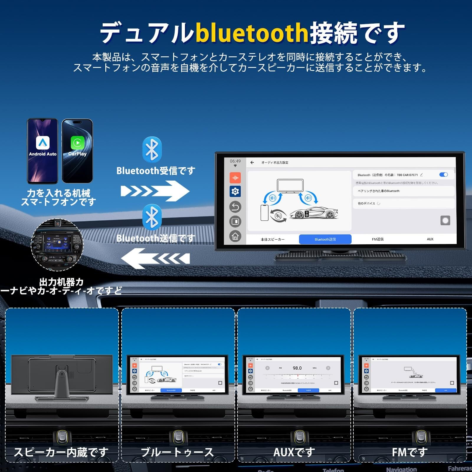 Accfly 11 インチプロフェッショナルディスプレイオーディオ 動画視聴
