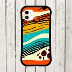 受注生産 iPhoneケース 夕焼け地層のレトロ抽象｜風景風抽象 CURV038A