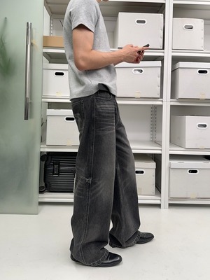 NFAI Black/Blue Straight-Leg Whisker Jeans