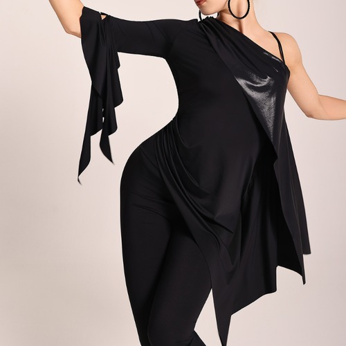 ワンショルダー ドレープ アクセント ベルスリーブ トップス 1col　D00470