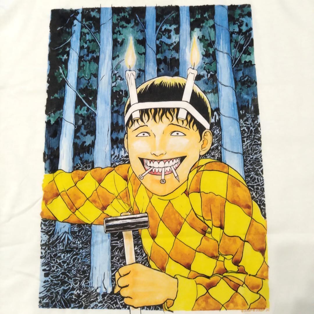 双一 Tシャツ 白 伊藤潤二 漫画T マンガT 海外公式 双一 Tシャツ XLサイズ 白 伊藤潤二 漫画T マンガT 海外
