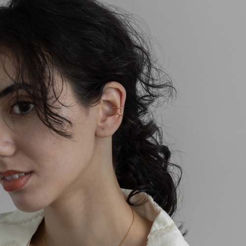 【ネコポス便】スモールラインイヤーカフ 2個セット 溝加工 (0248)