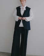 MANOF BELTED IN−TUCK WIDE PANTS NAVY