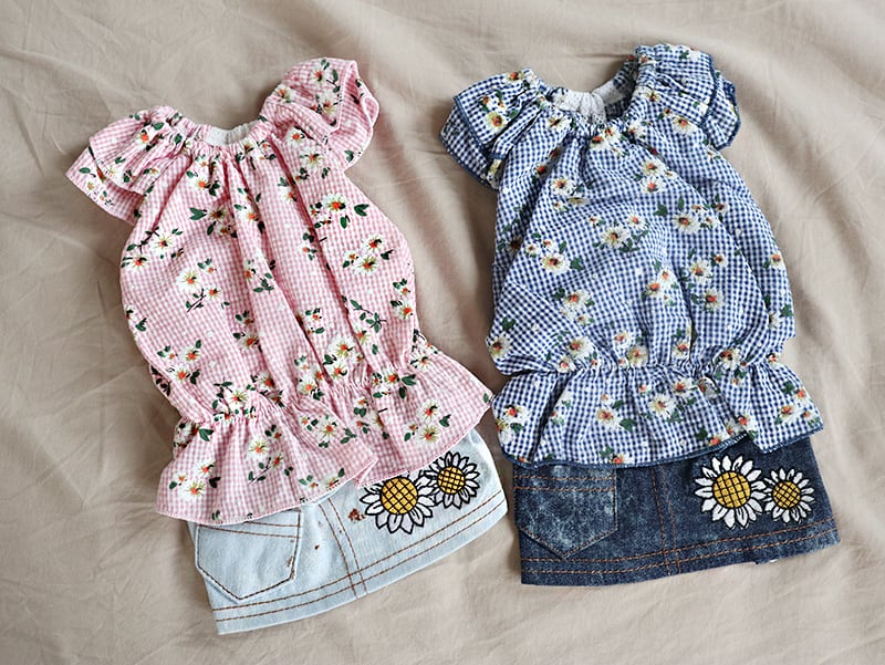 【SALE】フラワーデニムワンピース S ~ XL 2color / 犬服 犬の服 犬 ドッグウェア 小型犬 中型犬 ペット洋服