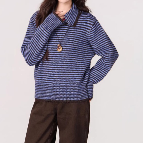 デザインカラーボーダー柄ニット ・9530