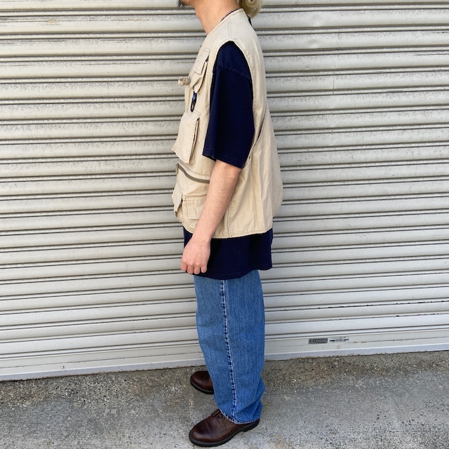 90s Columbia PFG フィッシングベスト ベージュ L相当