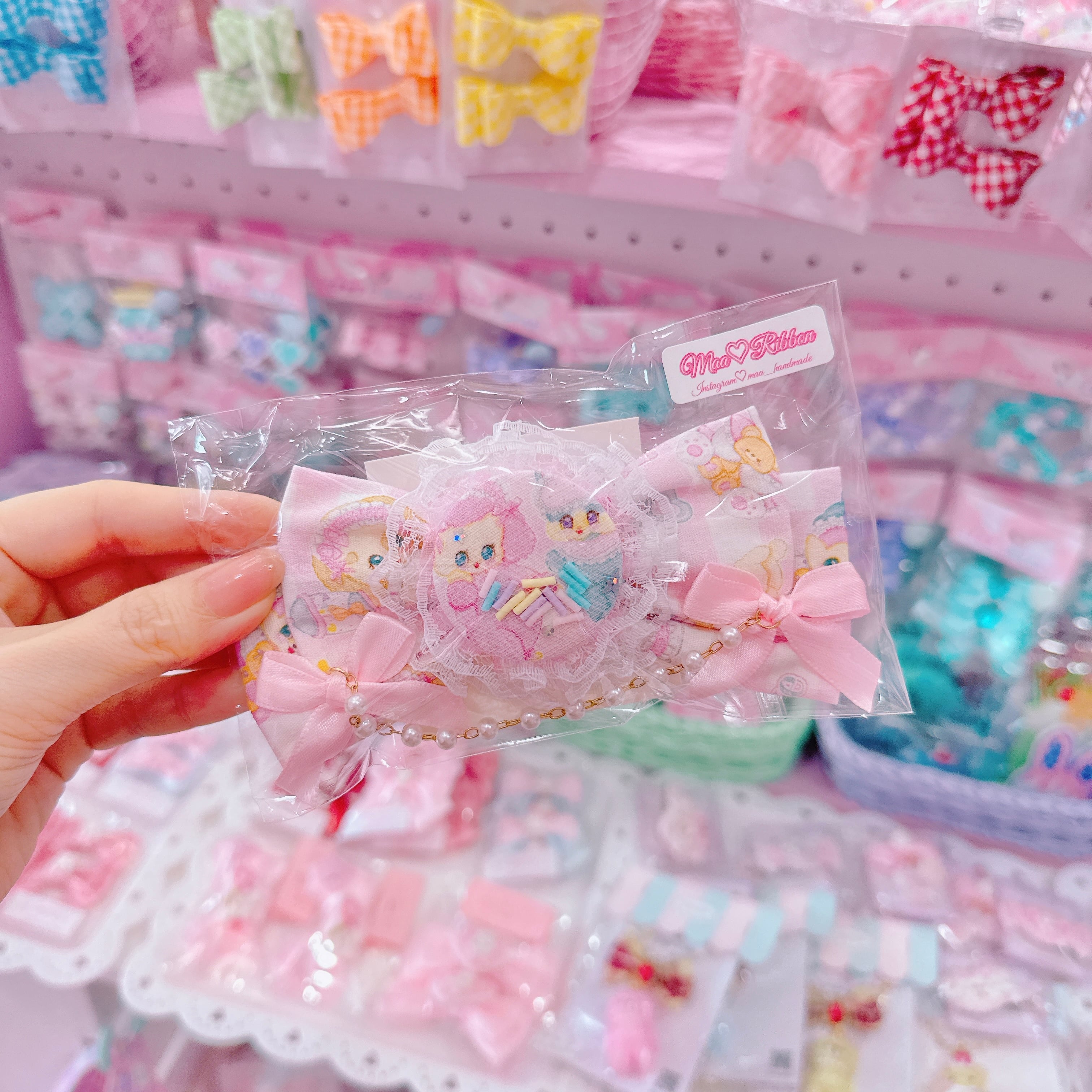 【R14】54-23布リボンヘアクリップ