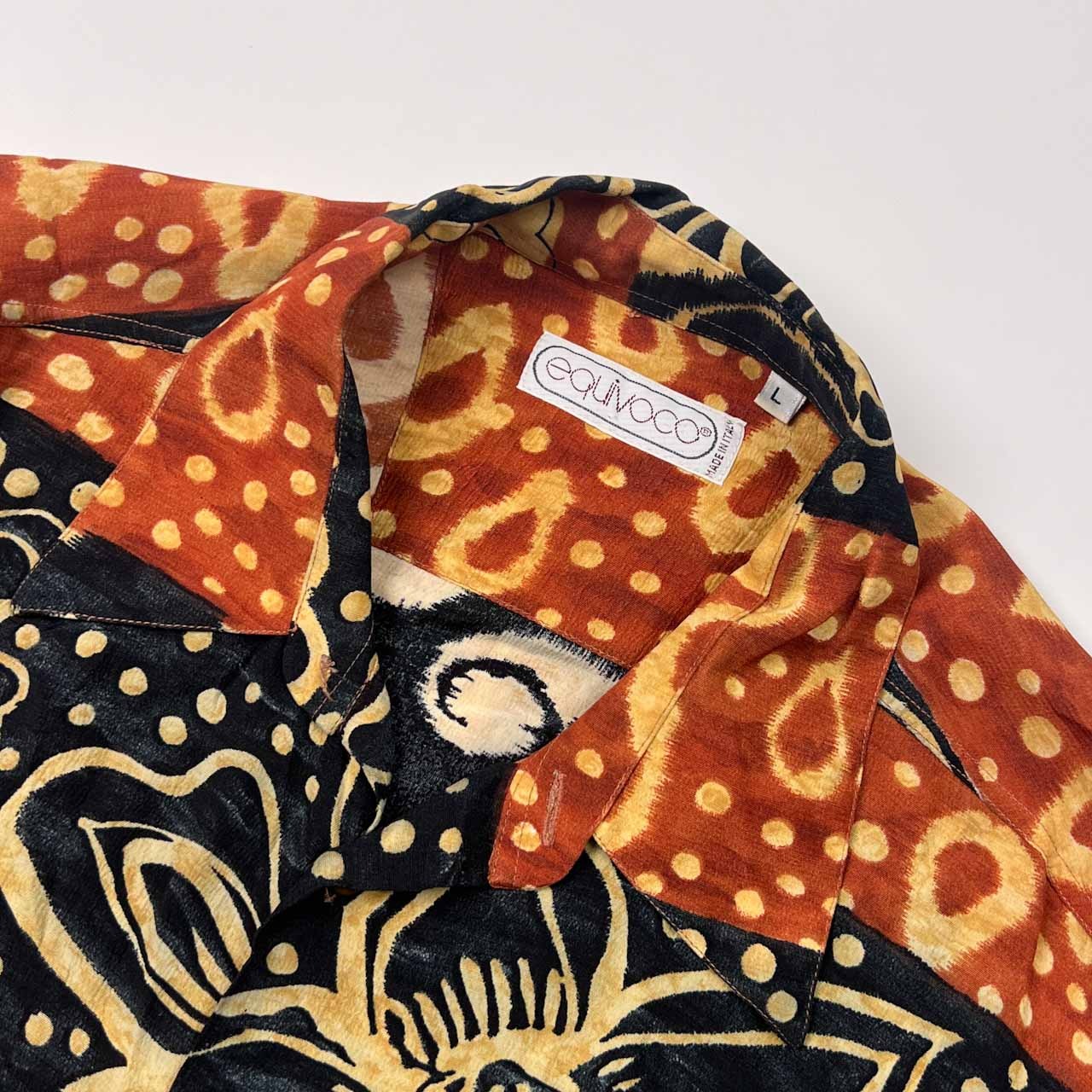 イタリア製 equivoco エクイボコ アボリジニ アート風 半袖 アロハシャツ ハワイアンシャツ L/マルチ メンズ