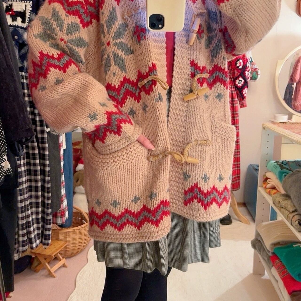 snowflake cowichan knit hoodie