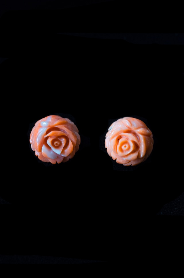 Flower Carving Coral /pair - 001