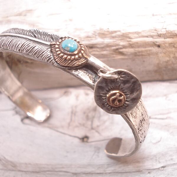 SILVER925 Native Turquoise Feather Bangle -シルバー925 ネイティブ ...
