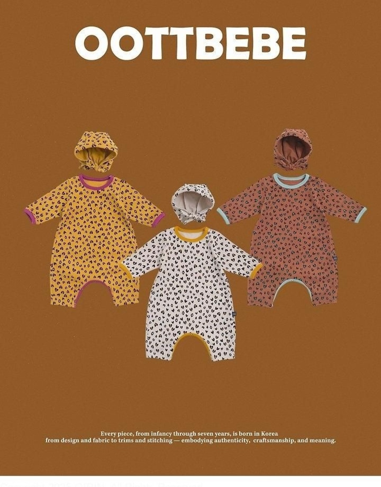 韓国子供服 / 26winter / oottbebe / ハートレオパードベビースーツ(ボンネットセット) / ベビー / 冬服 *S~M*