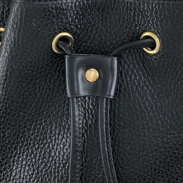 CELINE セリーヌ ショルダーバッグ ブラック ブラゾン型押し レザー 巾着 vintage ヴィンテージ オールド 6uw6d7
