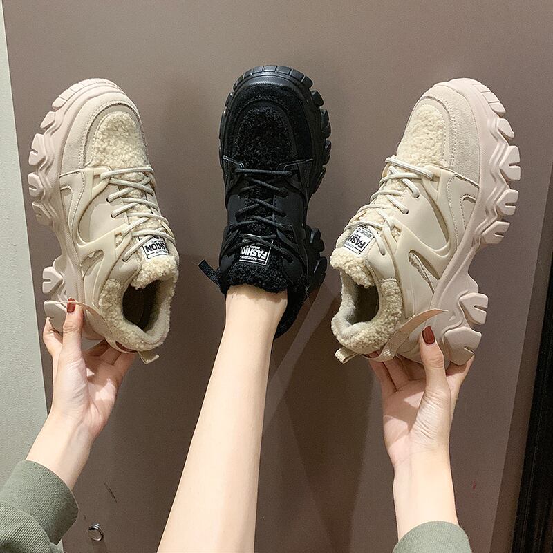 小さな足のお父さん靴女性2019新しい秋と冬のワイルドネット赤スーパー火スポーツレジャープラスベルベットins潮靴 部族の婦人靴1569356