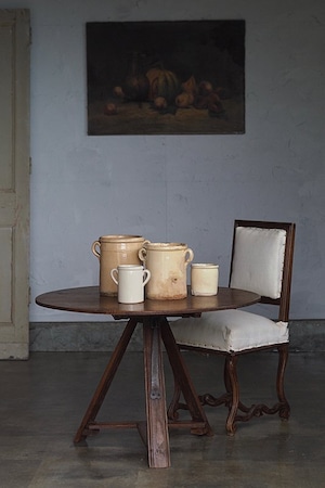 オークの丸テーブル-antique oak tilt top table