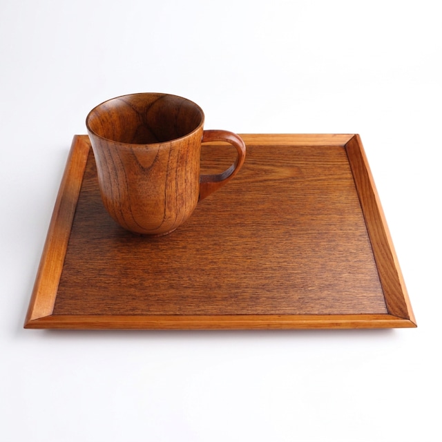 天然木【森の朝セット】木製トレイ  茶  長角膳 幅31.5cm