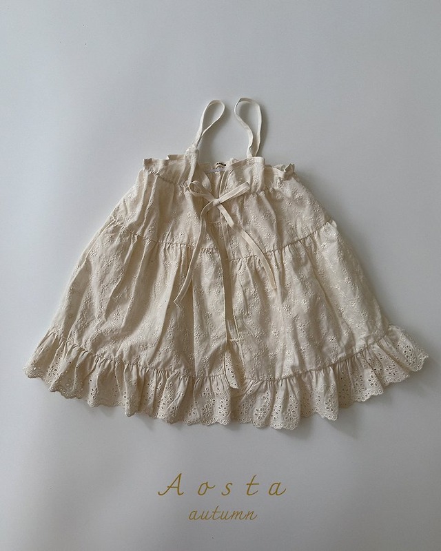 【取寄】aosta｜lace cotton open dress｜レースコットンオープンワンピース｜FREE｜baby&kids｜26 autumn