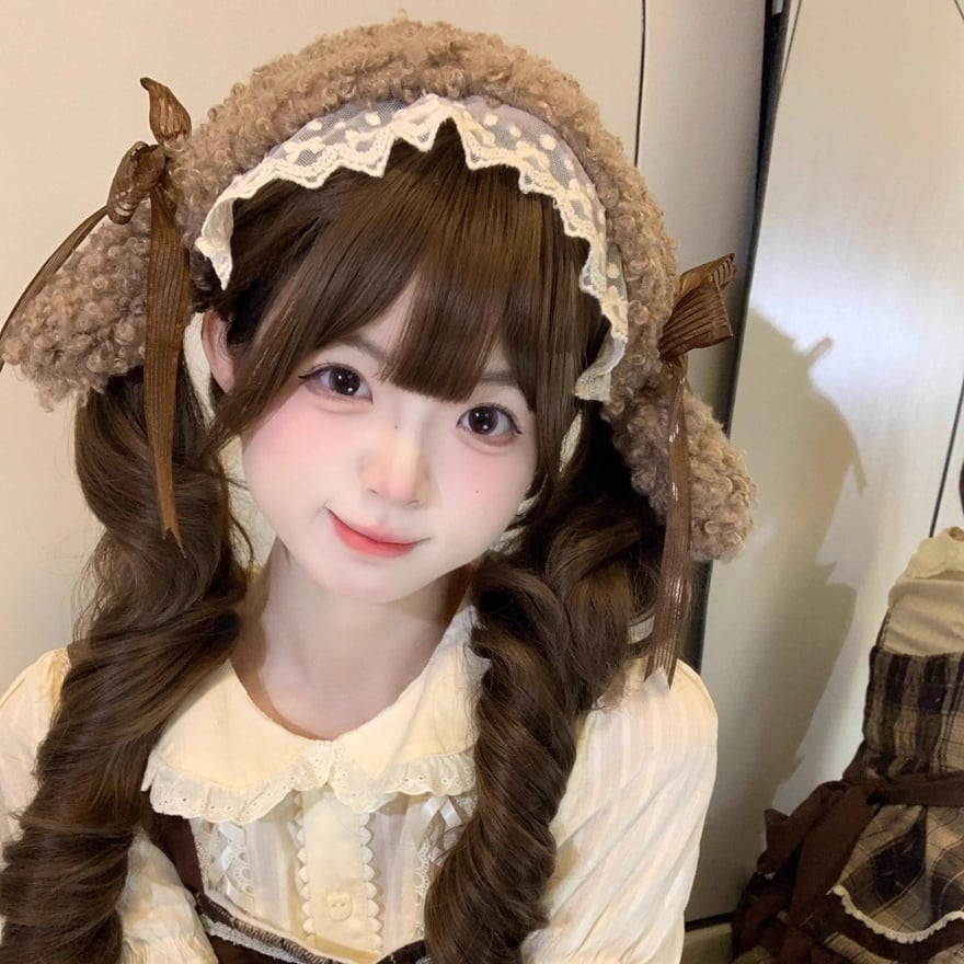 もこもこ子羊風ヘッドドレス|甘ロリ・ボア素材・リボン付髪飾り