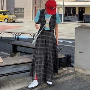 チェック柄ロングスカートセットアップ_LN02649